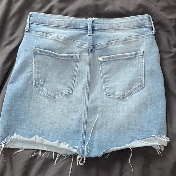 Light Wash Denim Skirt with Distressing - Picture 2 of 3